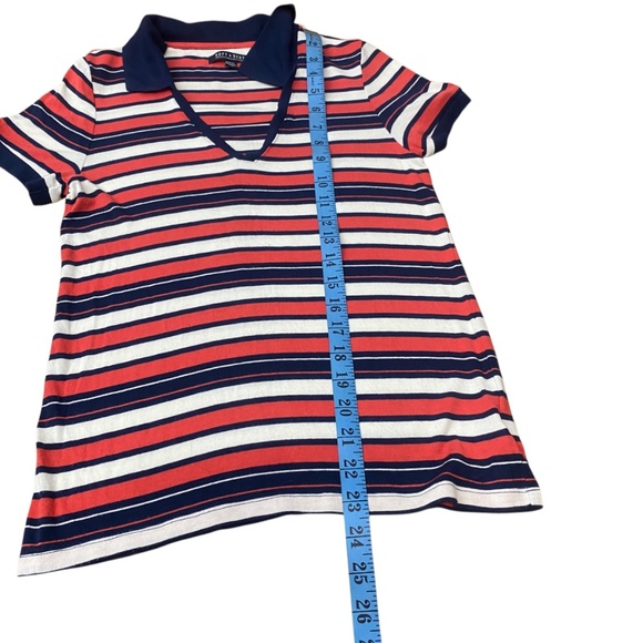 Y2k American Eagle Stripe Soft  & Sexy Women's Medium Sailor V Neck Collar Shirt - Picture 4 of 7
